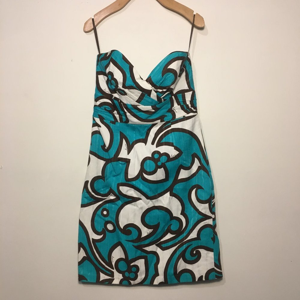 Vintage Milly Strapless Printed Mini Dress